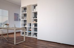 estanteria de oficina con escritorio madera
